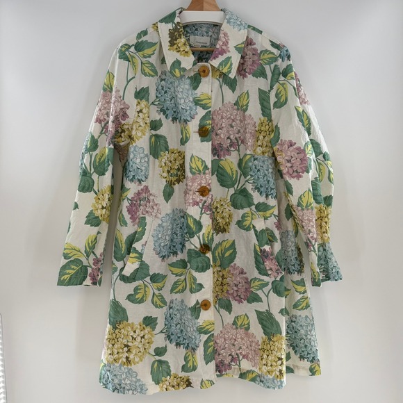 Anthropologie Jackets & Blazers - Anthropologie By Anthropologie A+ Mellie Hydrangea Swing Raincoat Blue Floral